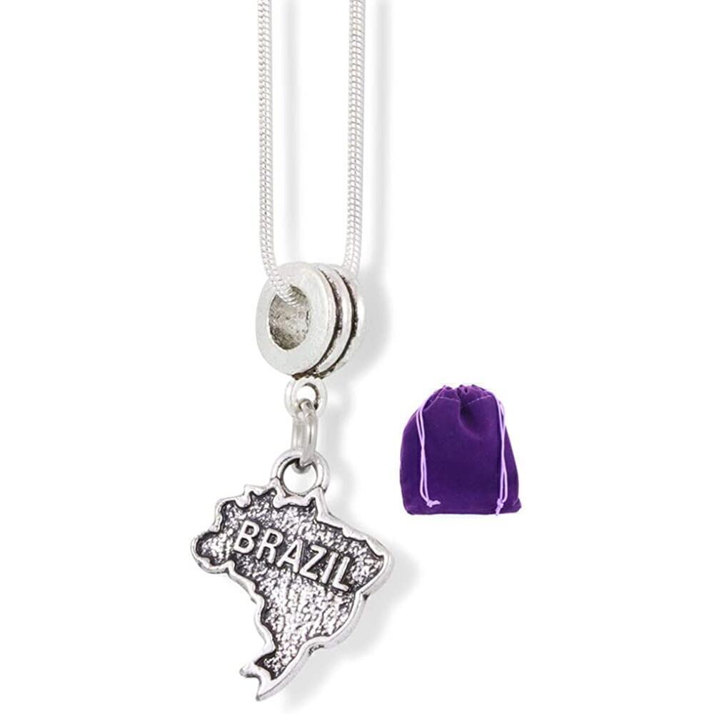 Brazil Country Map Charm Brazilian Necklace